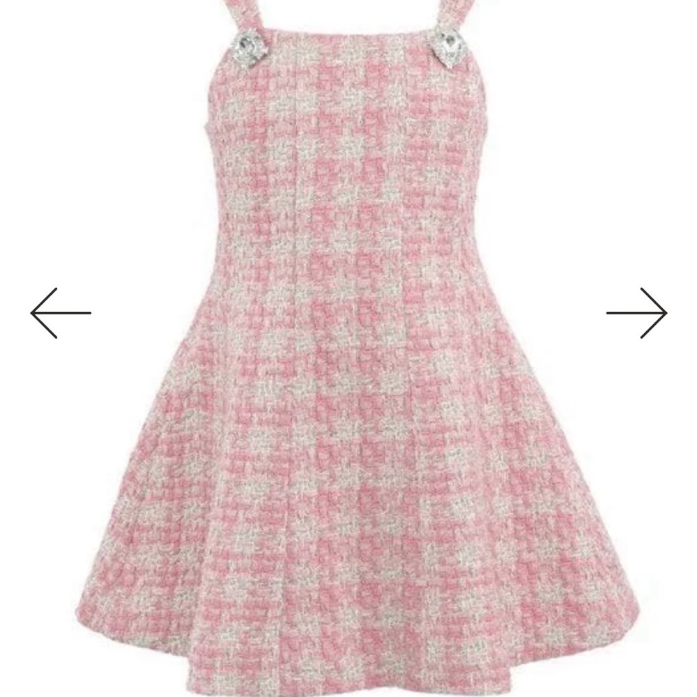 Lola + The Boys Pink and White Tweed Dress